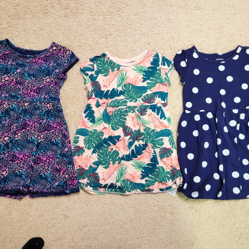 3-pack Toddler Cap Sleeve Jersey Dresses, Size 3T